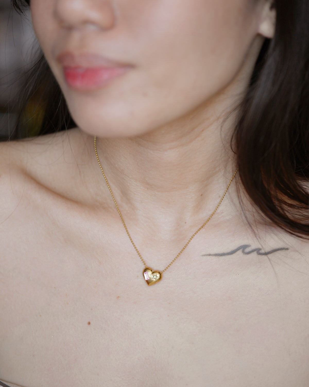 The Burnished Birthstone Chunky Heart Beaded Necklace (Limited)