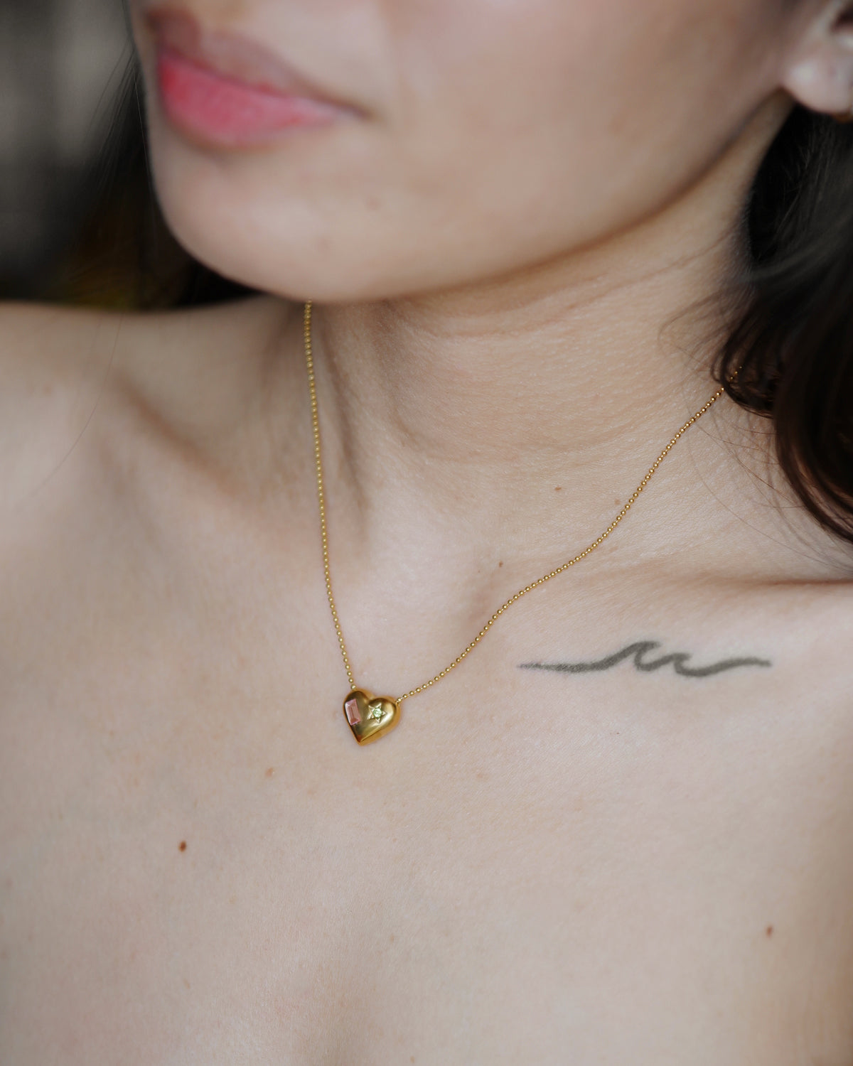 The Burnished Birthstone Chunky Heart Beaded Necklace (Limited)