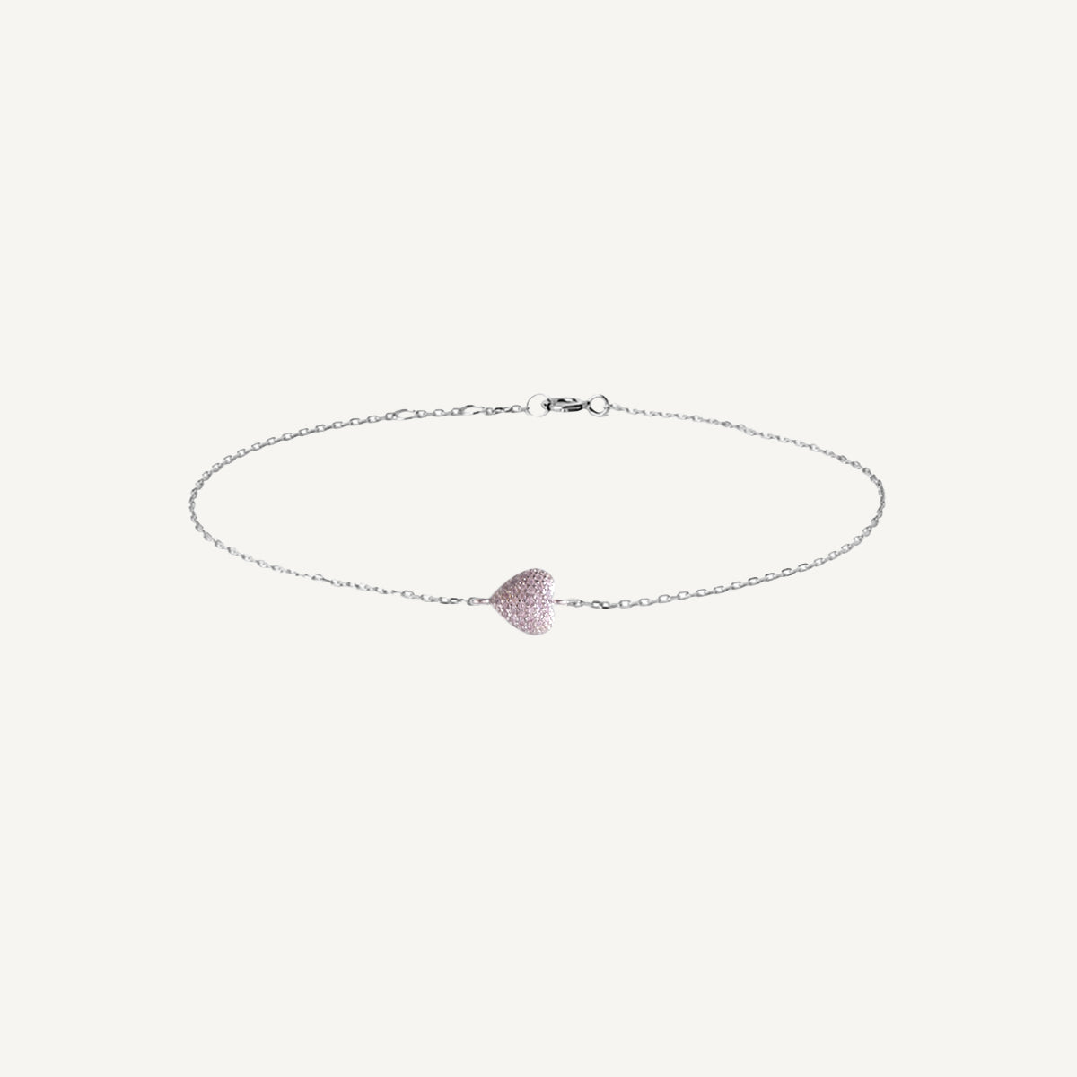 The Pave Baby Pink Chunky Heart Bracelet