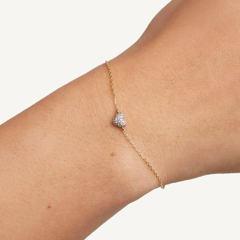 The Pave Chunky Heart Skinny Bracelet