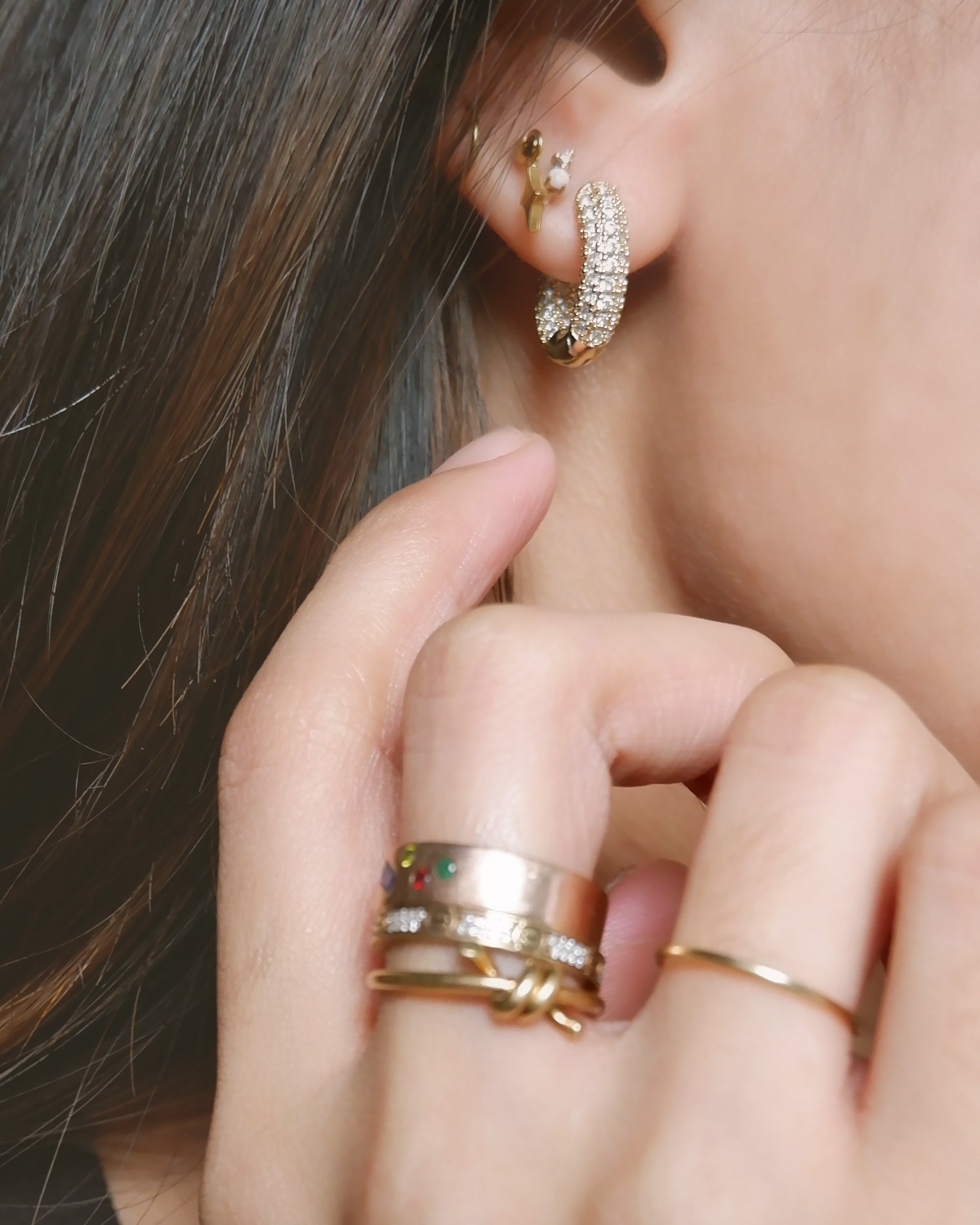 The Everyday Chunky Full Pave Hoop Earrings