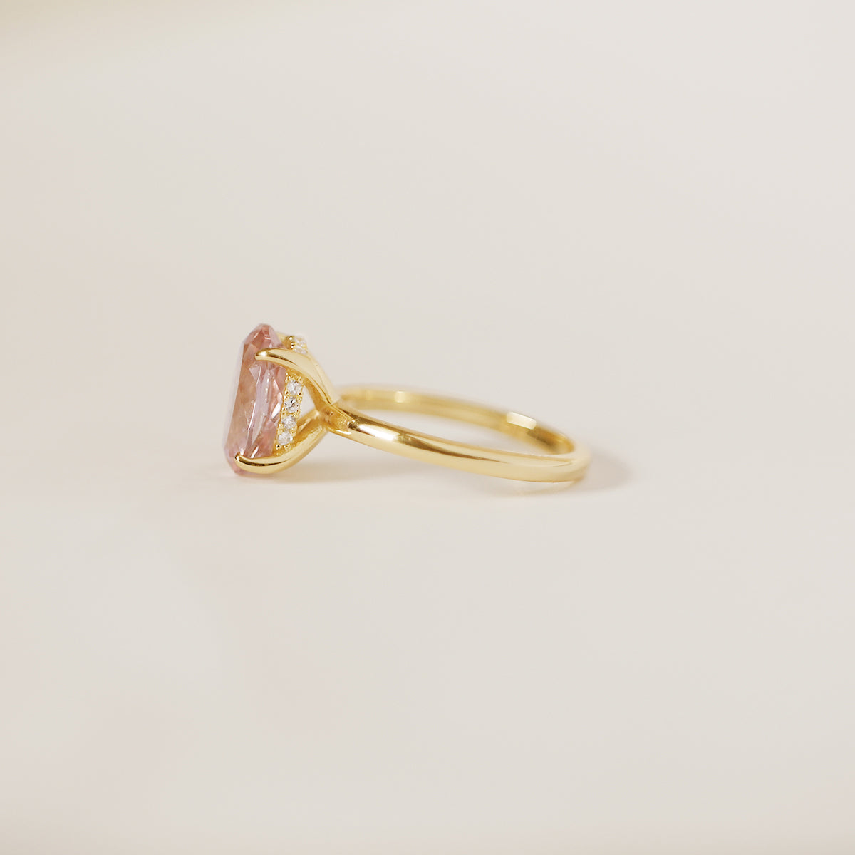 The Classic Pink Oval Hidden Halo Ring