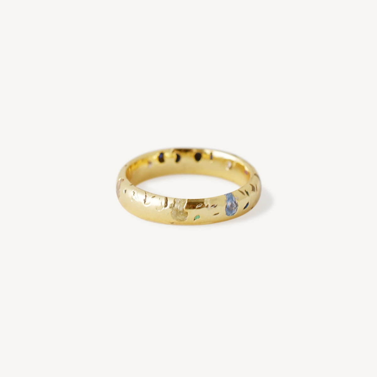 The Burnished Multi Birthstone Textured Curved Band