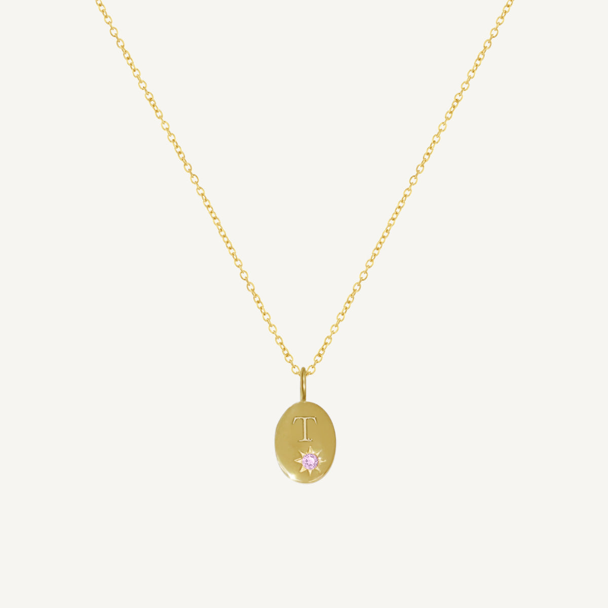 The Starlight Birthstone Initial Disc Necklace