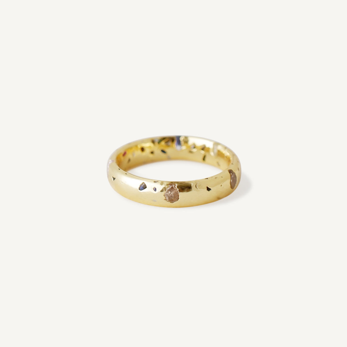 The Burnished Multi Birthstone Textured Curved Band