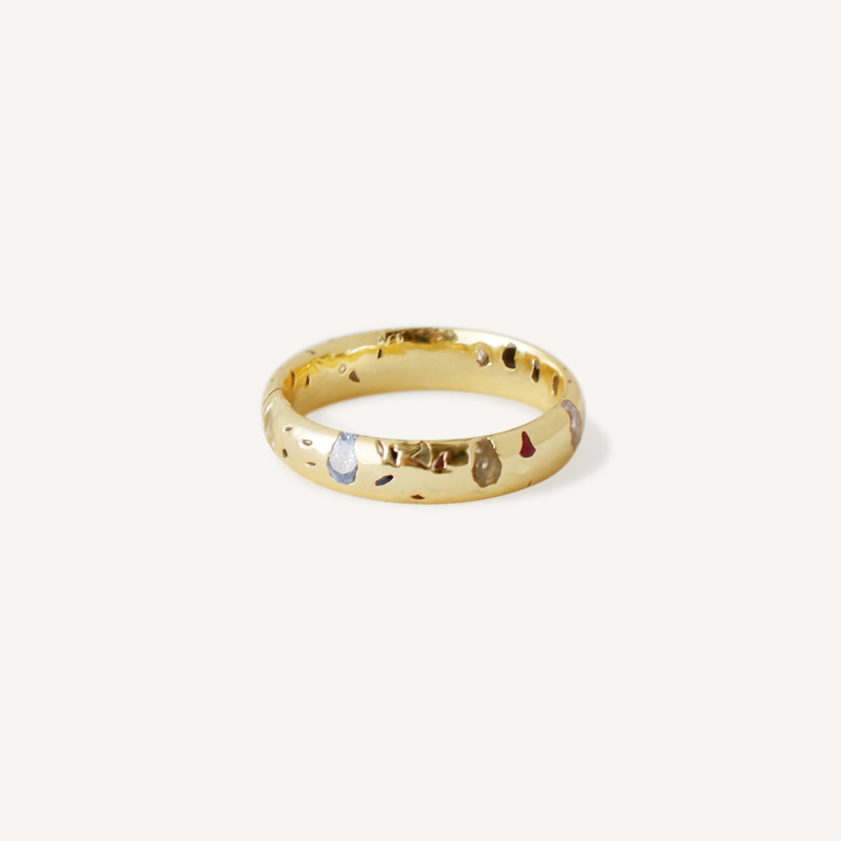 The Burnished Multi Birthstone Textured Curved Band