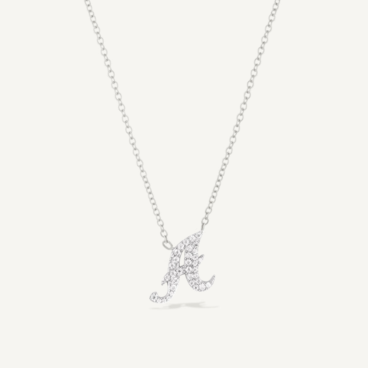 The Moissanite Italian Corsiva Pave Initial Necklace