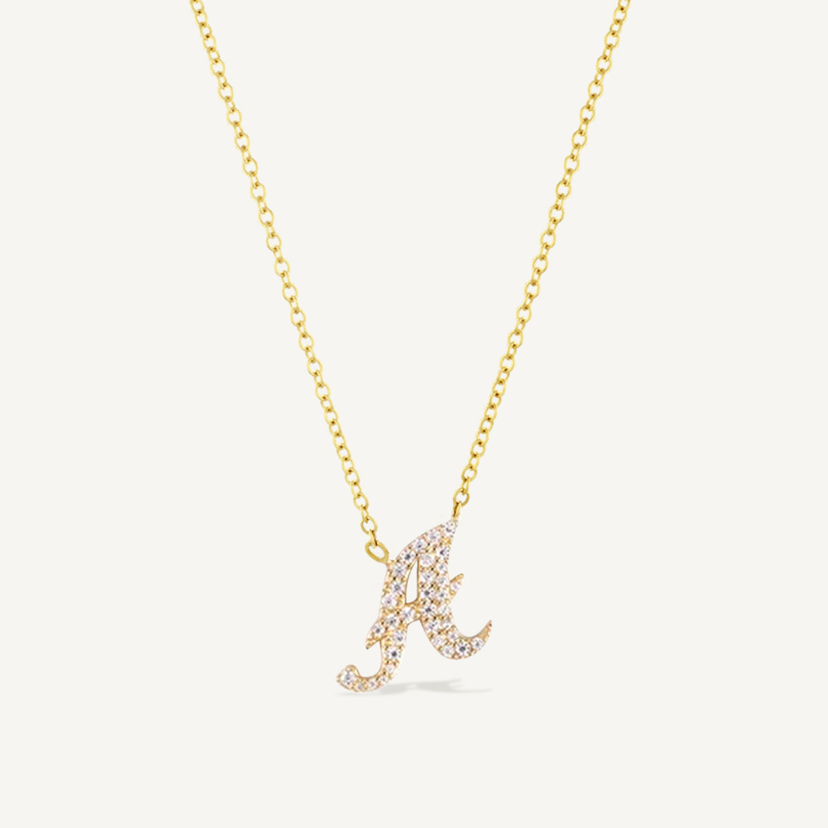 The Moissanite Italian Corsiva Pave Initial Necklace