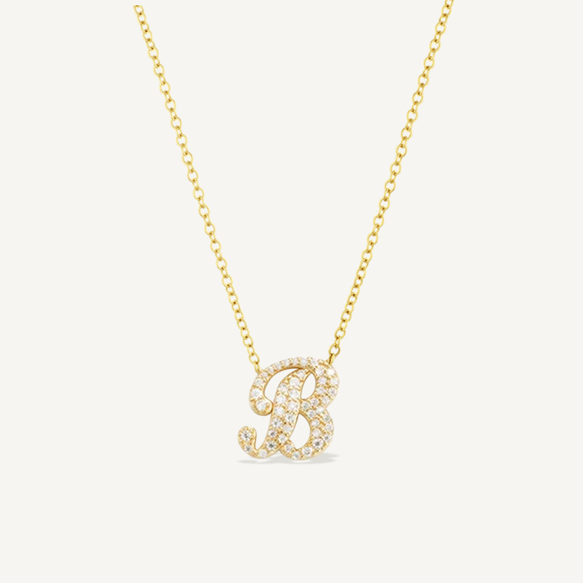 The Moissanite Italian Corsiva Pave Initial Necklace