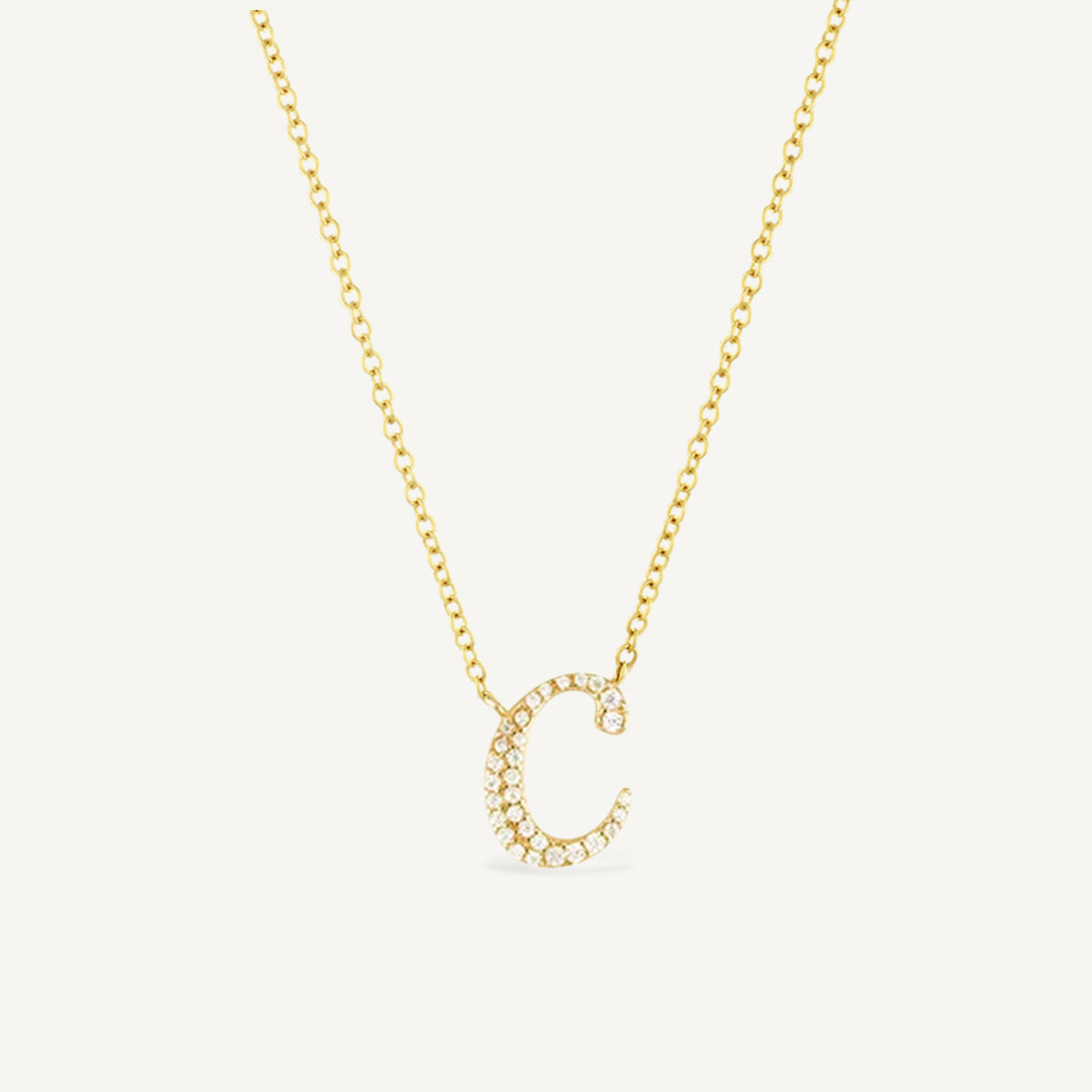 The Moissanite Italian Corsiva Pave Initial Necklace