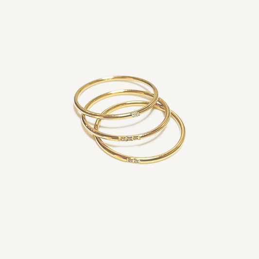 The Birthstone Dotted Skinniest Band in Solid Gold