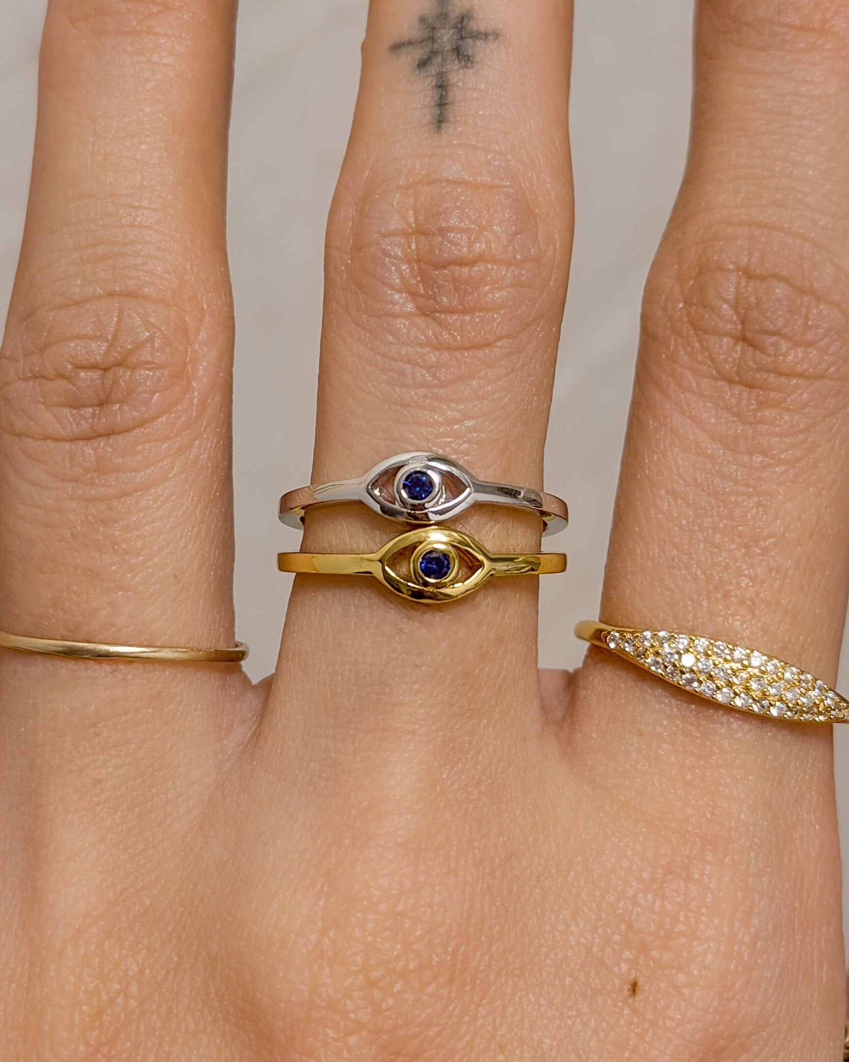 The Evil Eye Sapphire Ring in Silver & Gold Vermeil | Gift Shop