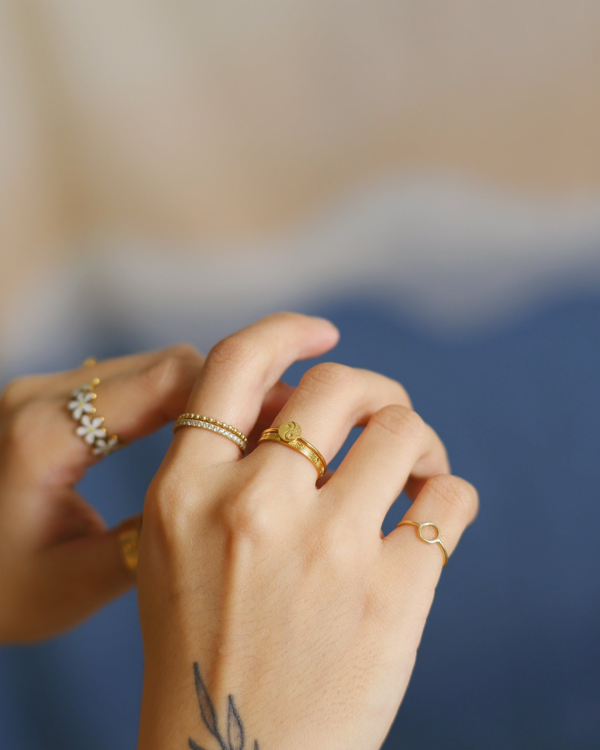 The Yin Yang and Sun Stacker Ring Bundle