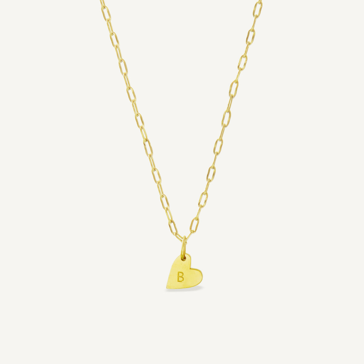 The Flat Heart Hand-stamped Initial Necklace