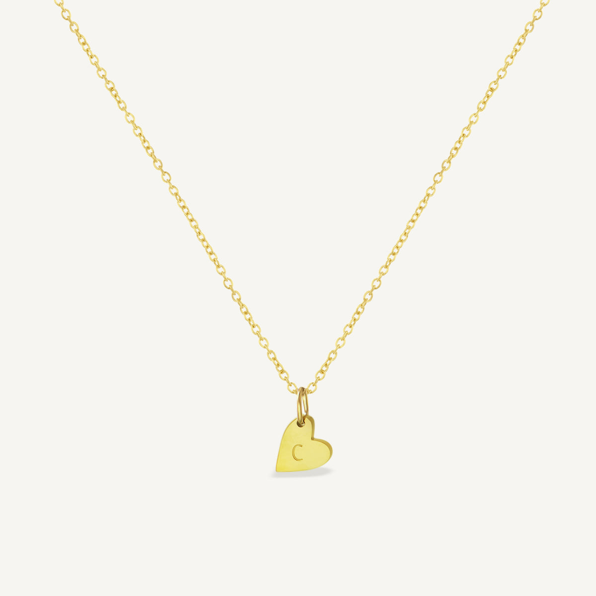 The Flat Heart Hand-stamped Initial Necklace