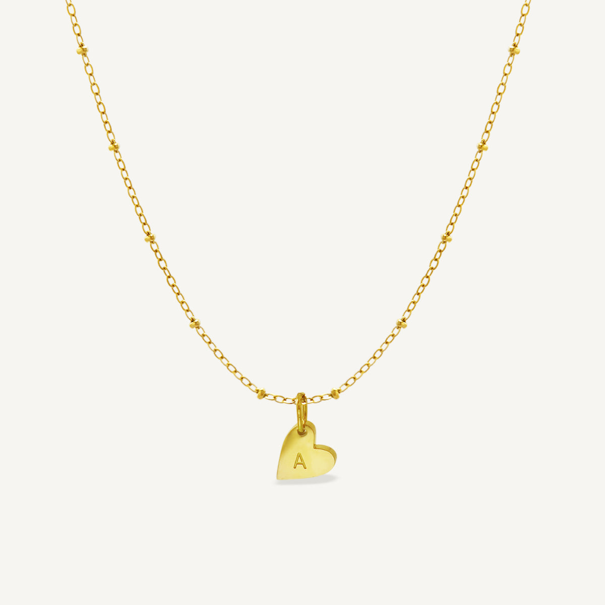 The Flat Heart Hand-stamped Initial Necklace