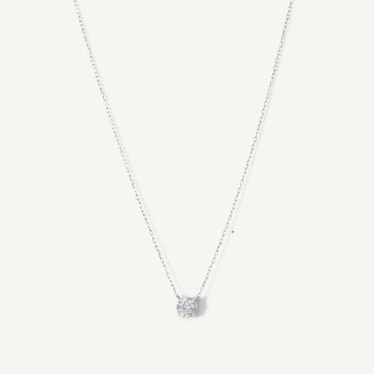 The Floating Moissanite Slider Necklace in Solid Gold
