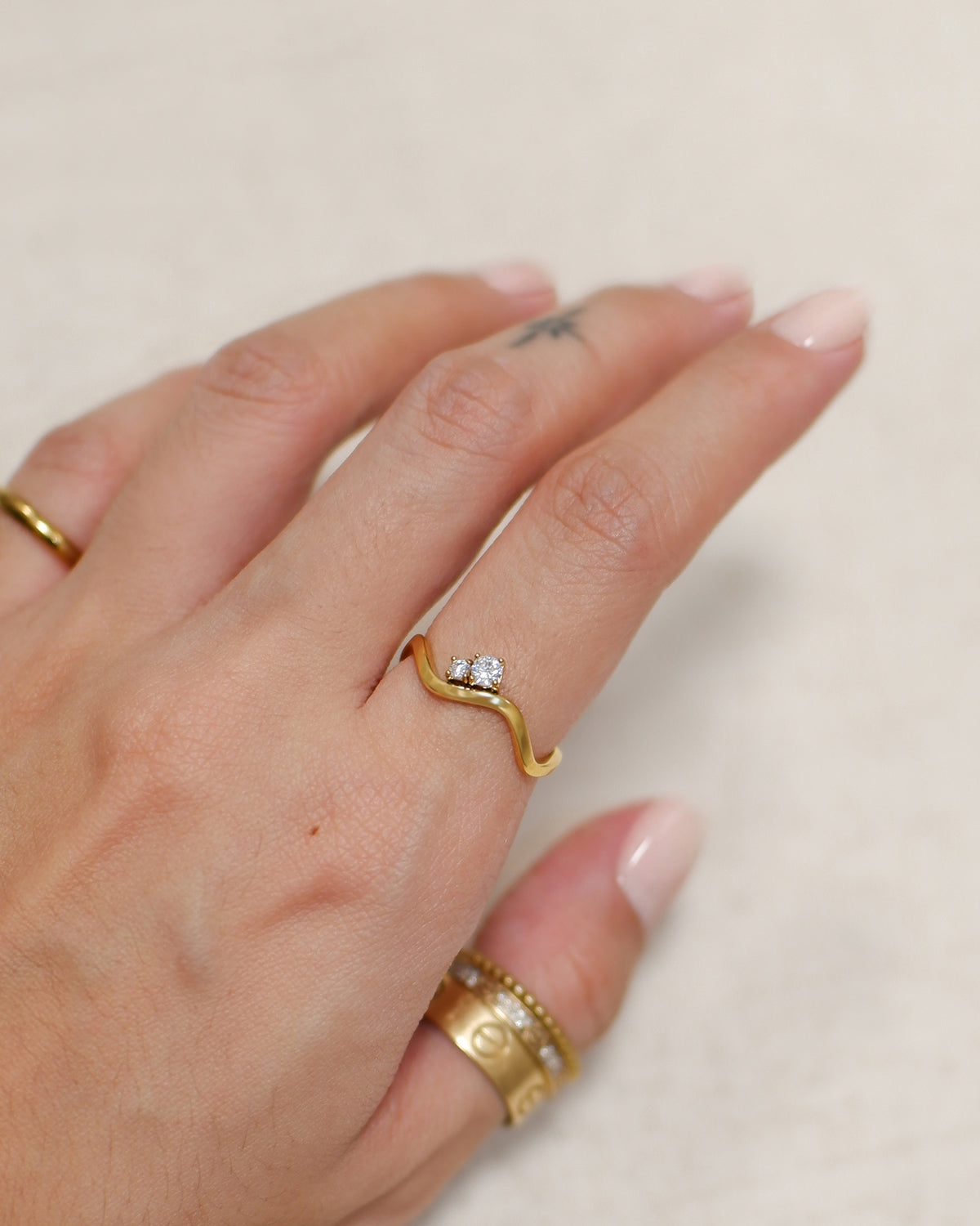 The Flowy Double Solitaire Ring