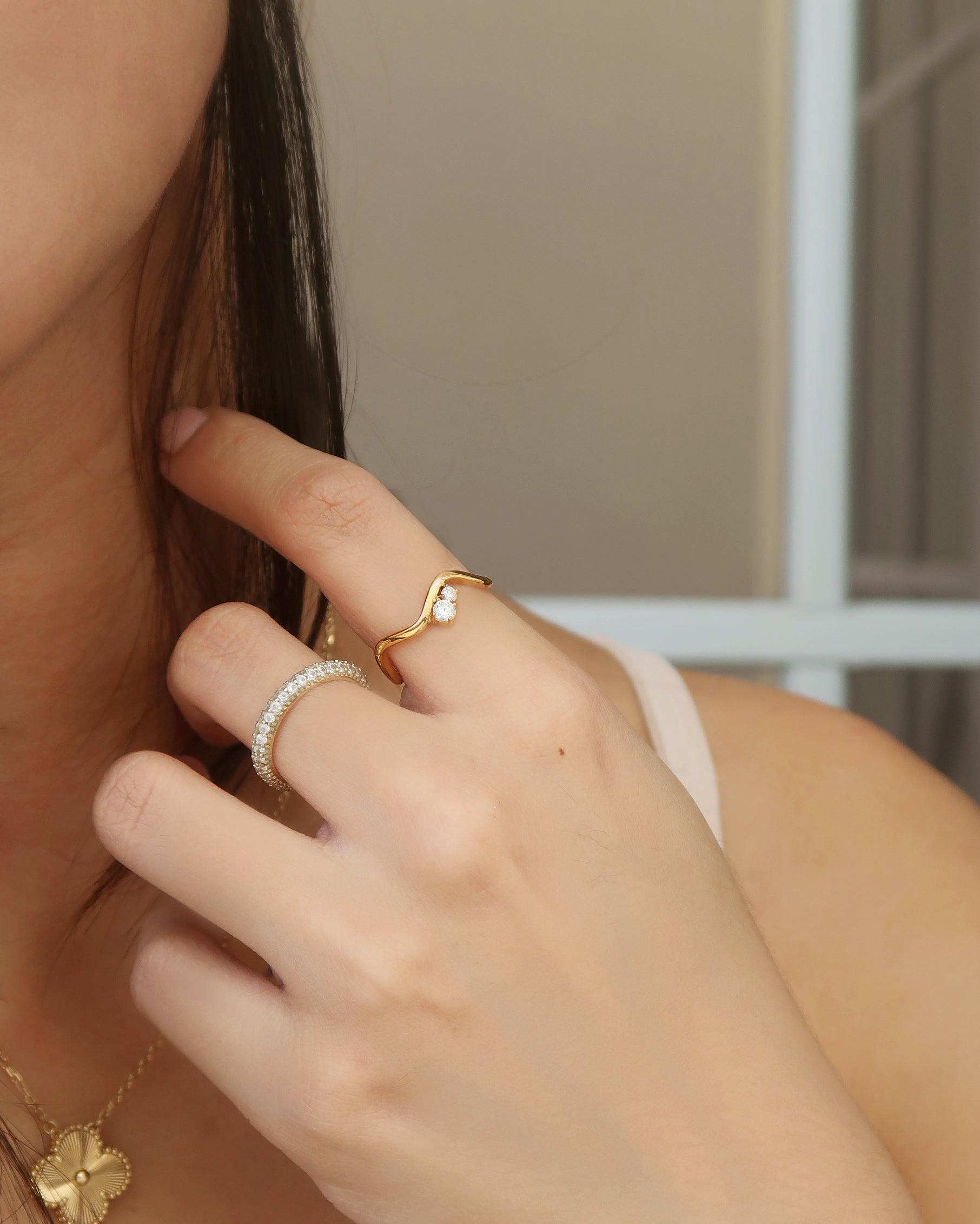 The Flowy Double Solitaire Ring