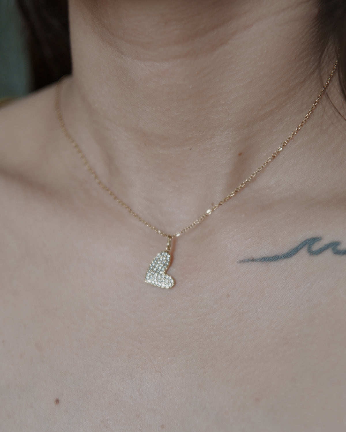 The Full Pave Sideways Heart Necklace