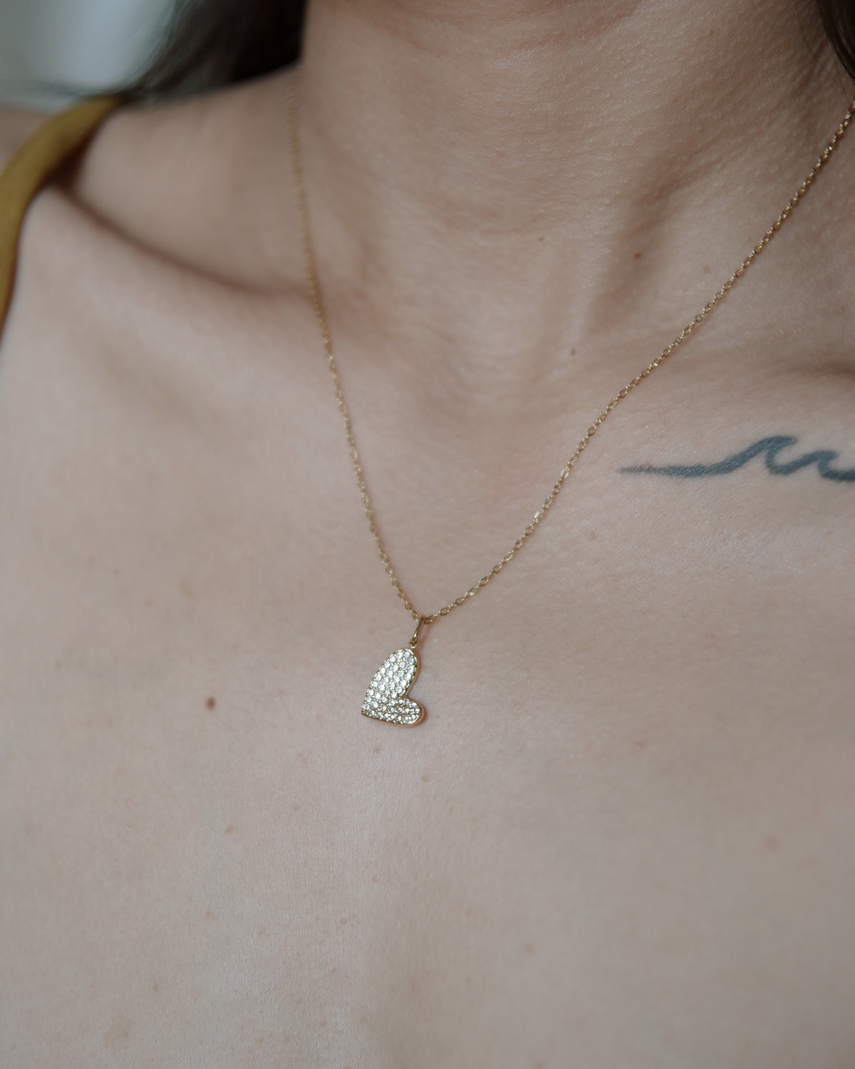 The Full Pave Sideways Heart Necklace