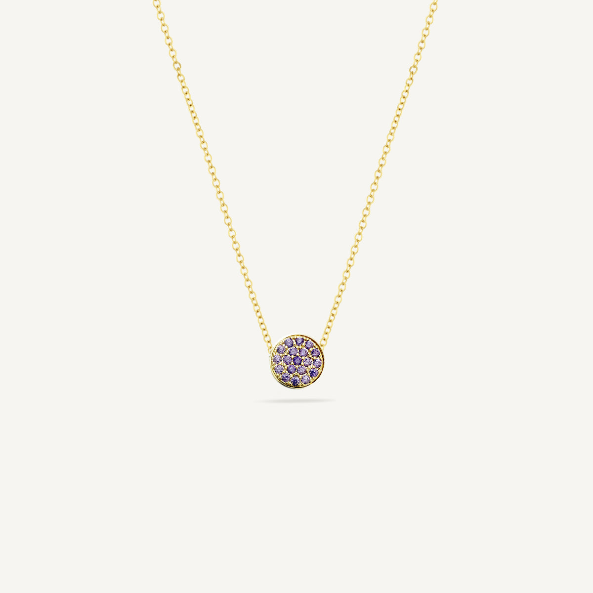 The Good Karma Pave Birthstone Mini Disc Necklace
