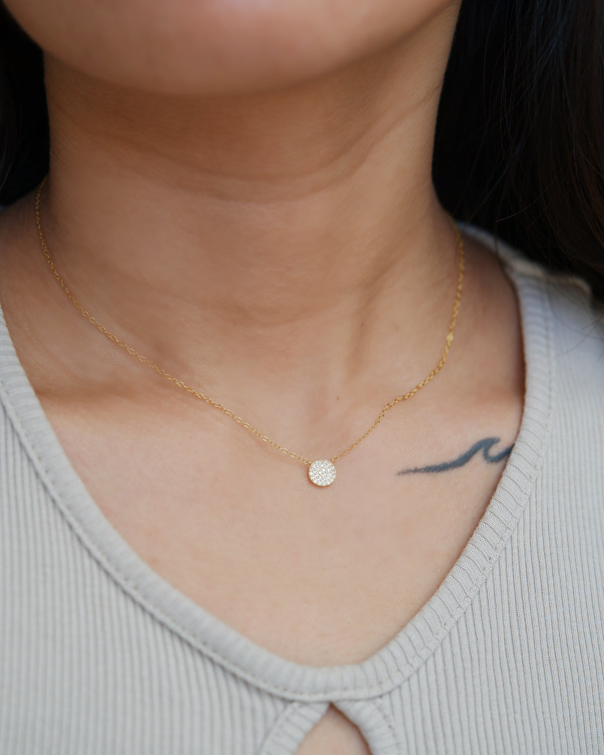 The Good Karma Pave Mini Disc Necklace