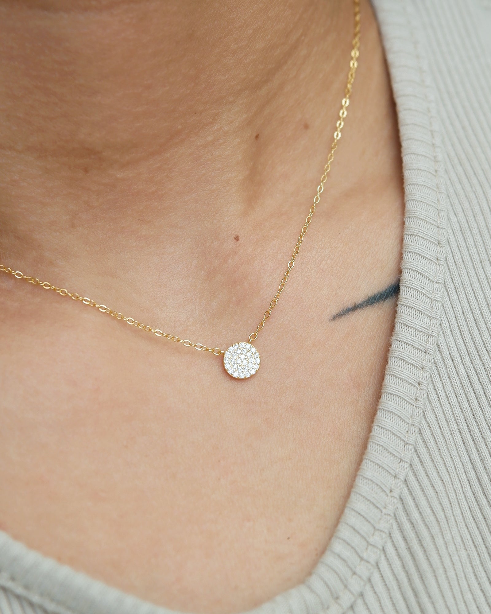 The Good Karma Pave Mini Disc Necklace