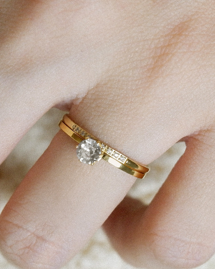 The Half Eternity and Six-Prong Solitaire Ring Bundle