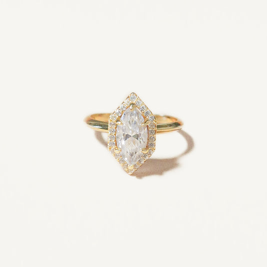 The Marquise Halo Radiant Moissanite Ring