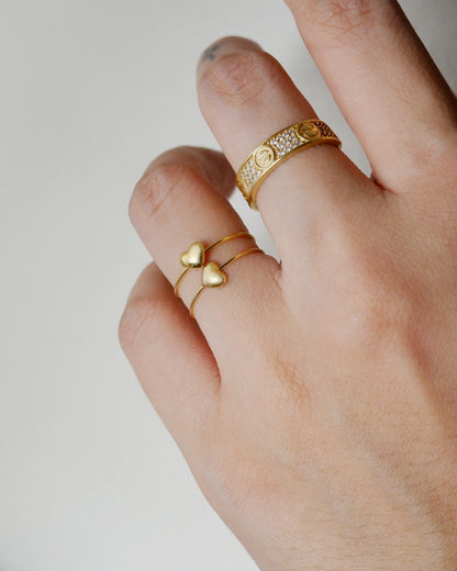 The Sideways Happy Heart Ring in Solid Gold
