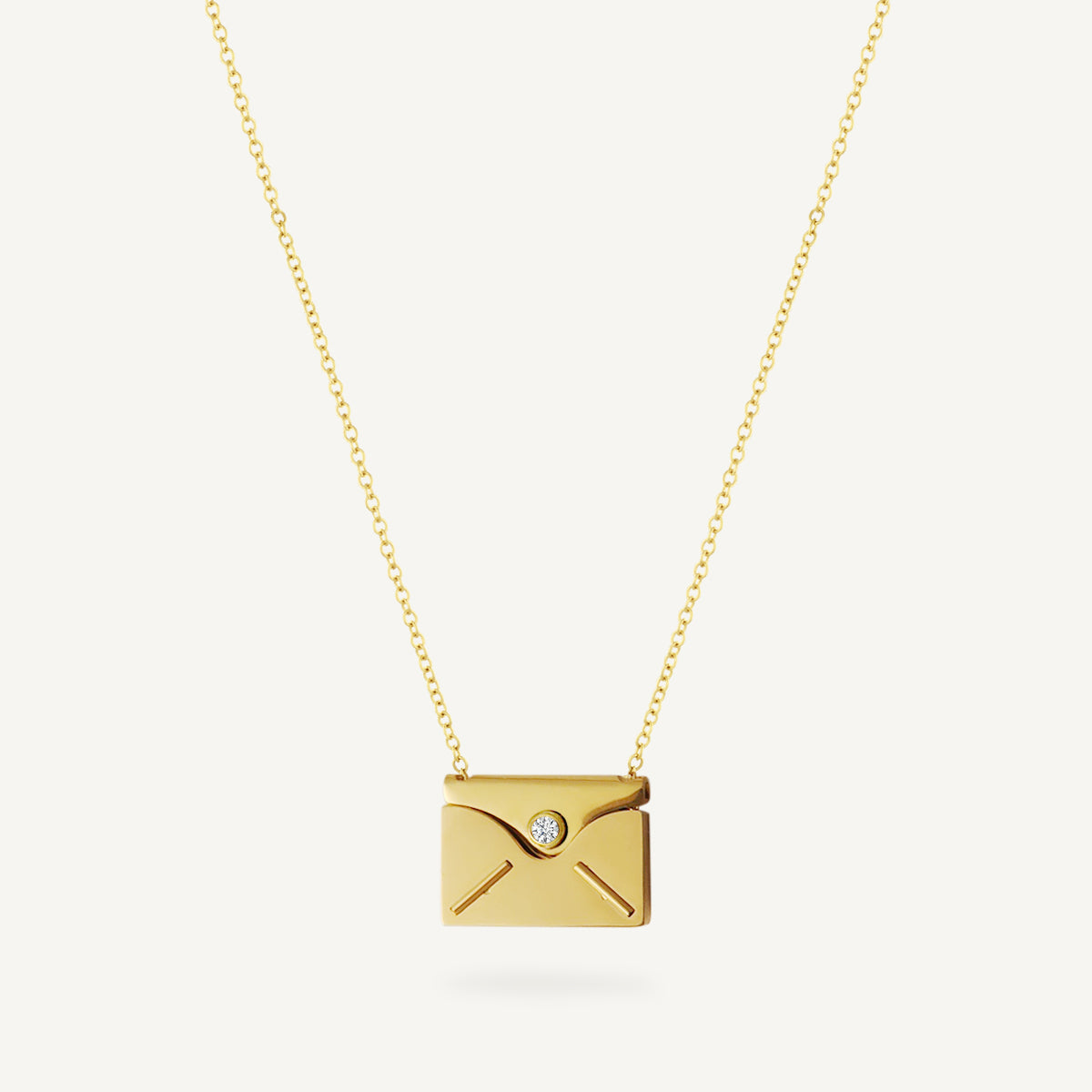 The Amore Envelope Solitaire Photo Necklace