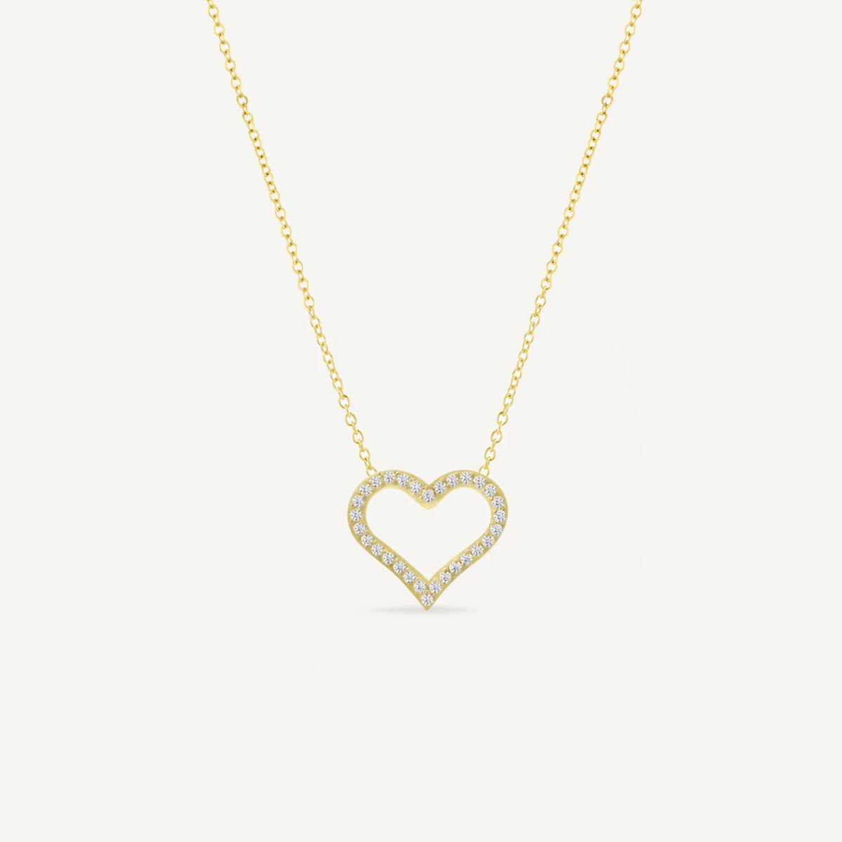 The Pavé Heart Outline Necklace