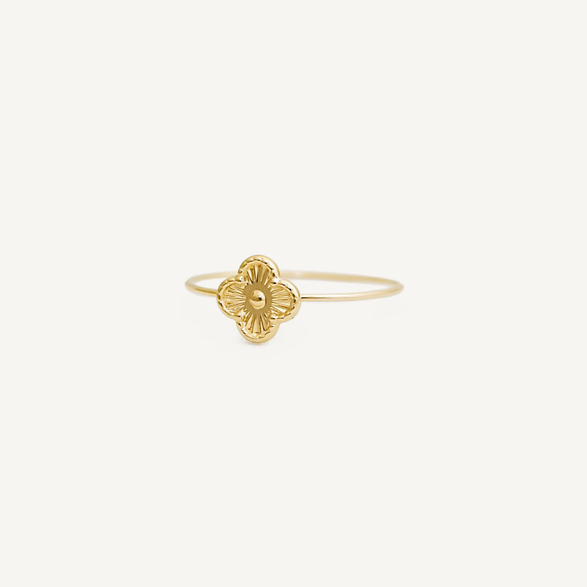 The Barely There Baby Alhambra Ring in Solid Gold – Flecked with Gold