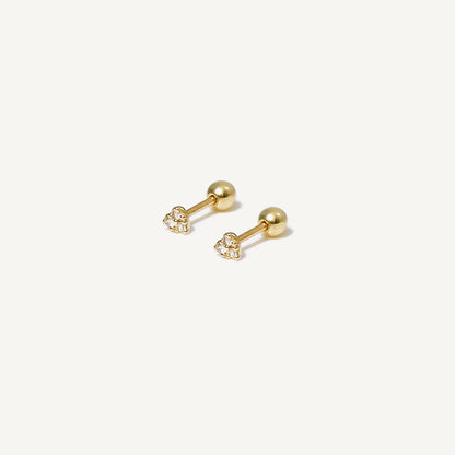 The Sweet Heart Screw Back Studs in Solid Gold