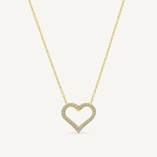 The Pavé Heart Outline Necklace