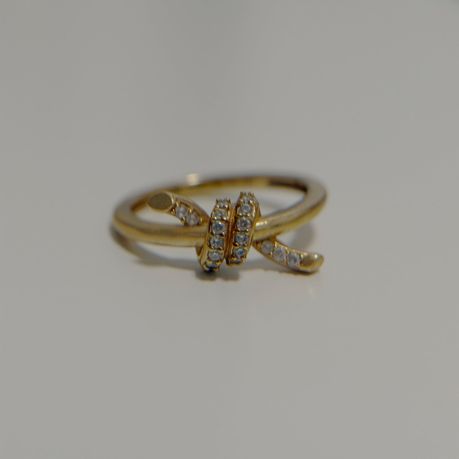 (Handed-down) Dainty Pave Knot Ring in Solid Gold