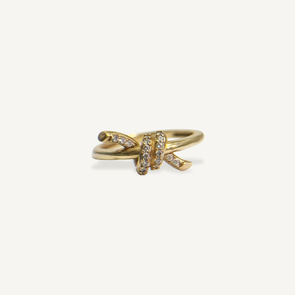 (Handed-down) Dainty Pave Knot Ring in Solid Gold