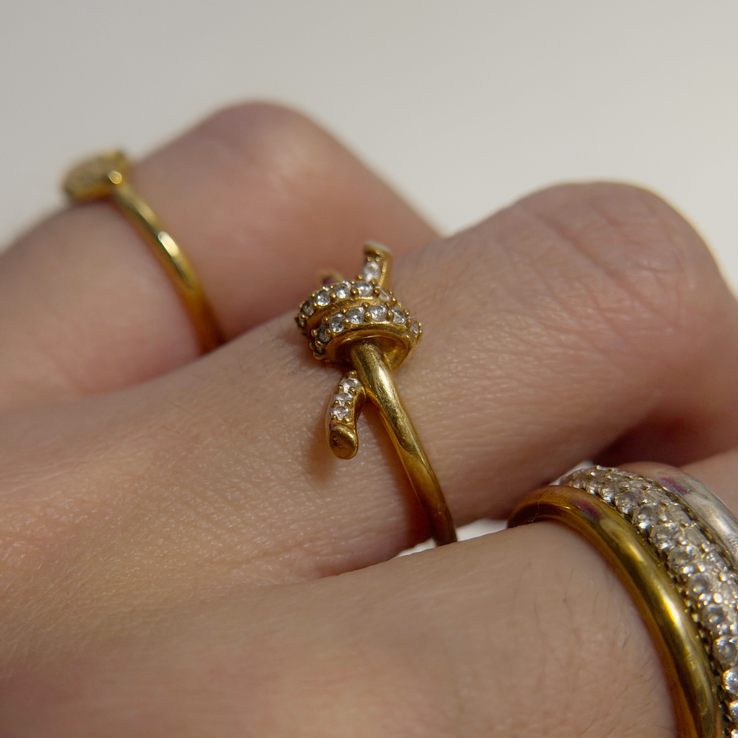 (Handed-down) Dainty Pave Knot Ring in Solid Gold