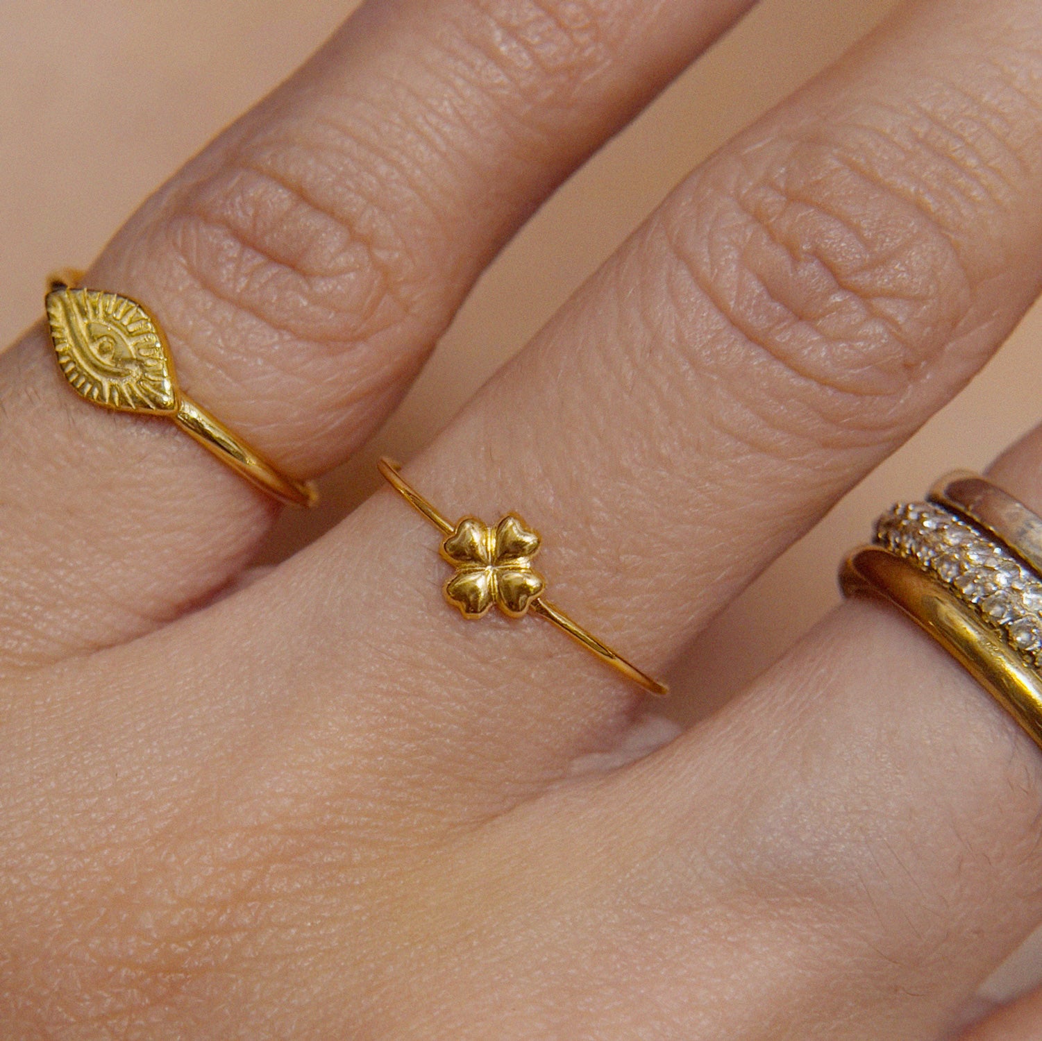 The Lucky Clover Ring in Solid Gold