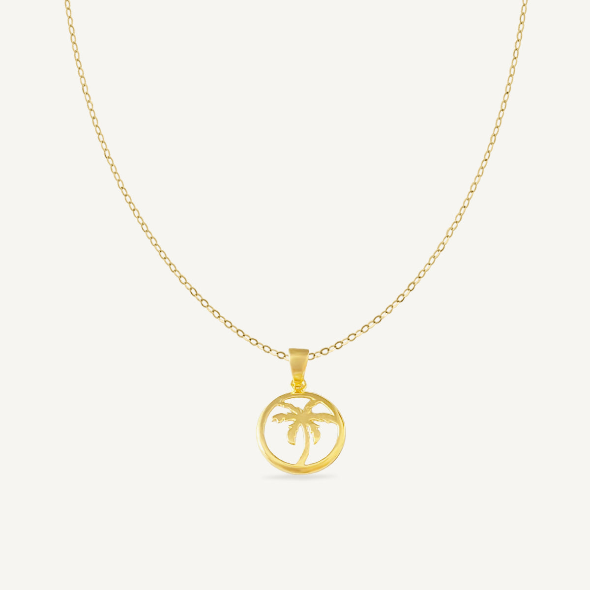The Malibu Palm Tree Necklace in Solid Gold