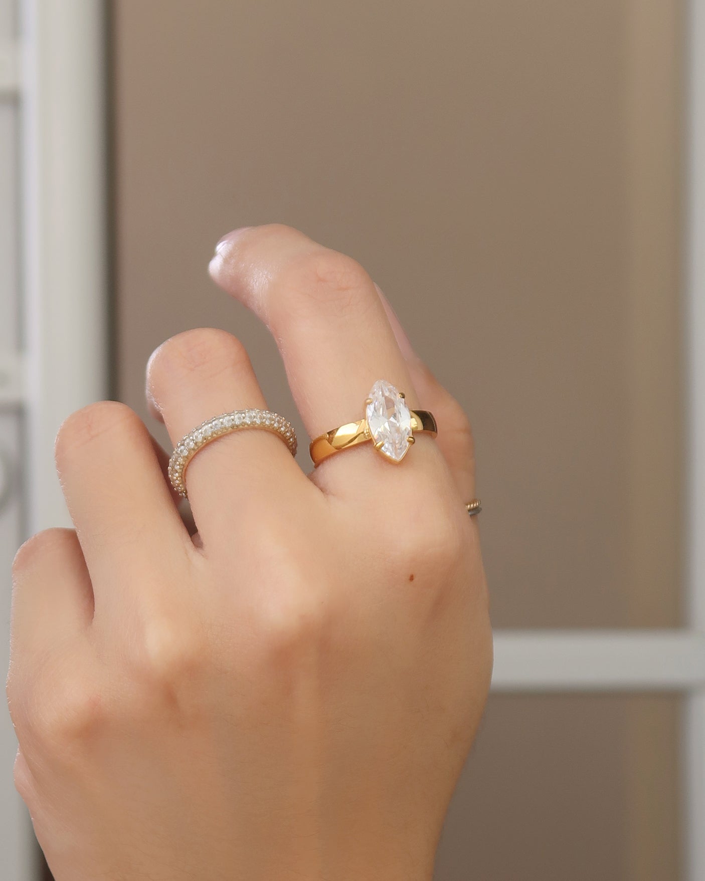 The Marquise Solitaire Chunky Band