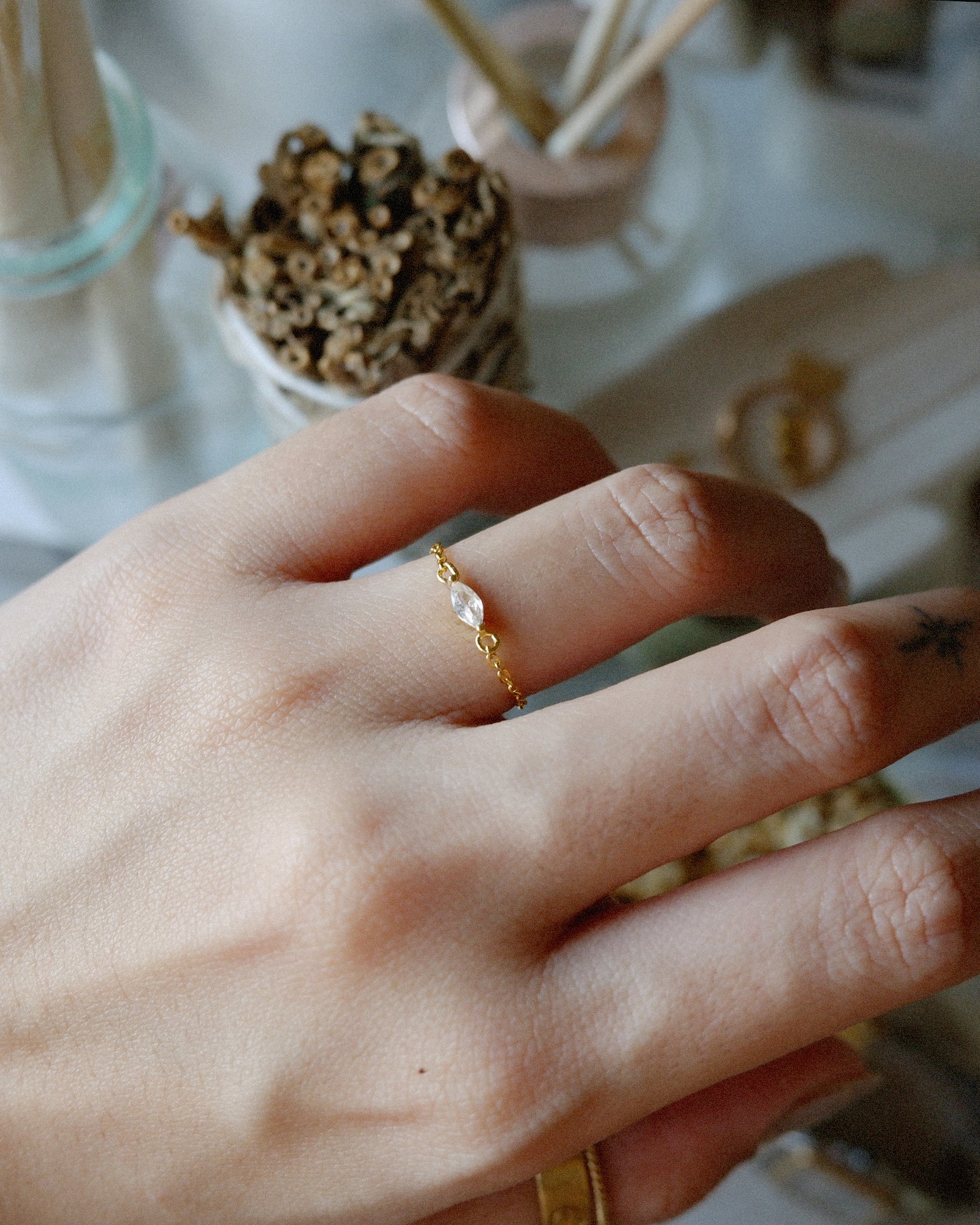 The Mini Marquise Chain Ring