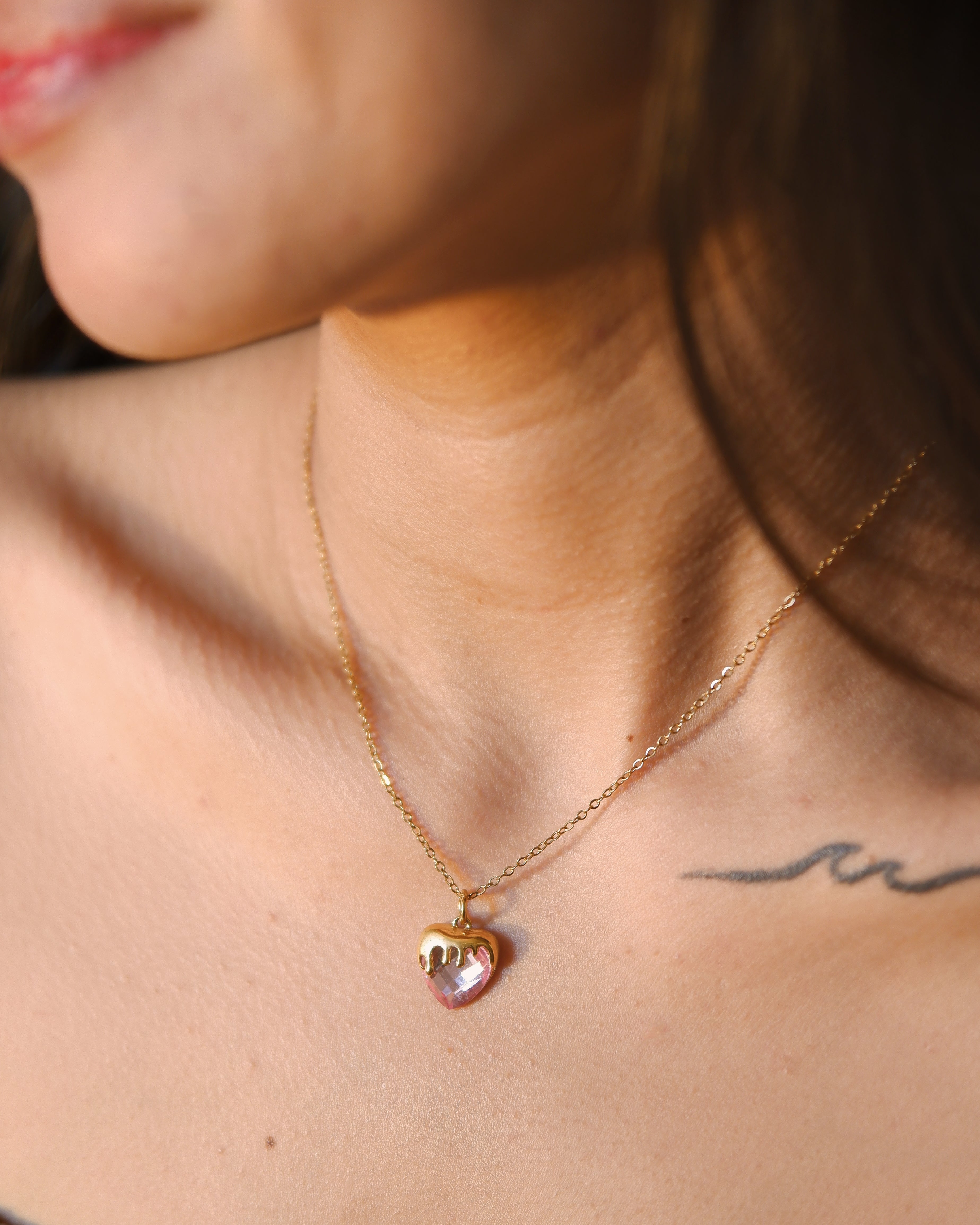 The Melting Gold Iced Heart Necklace