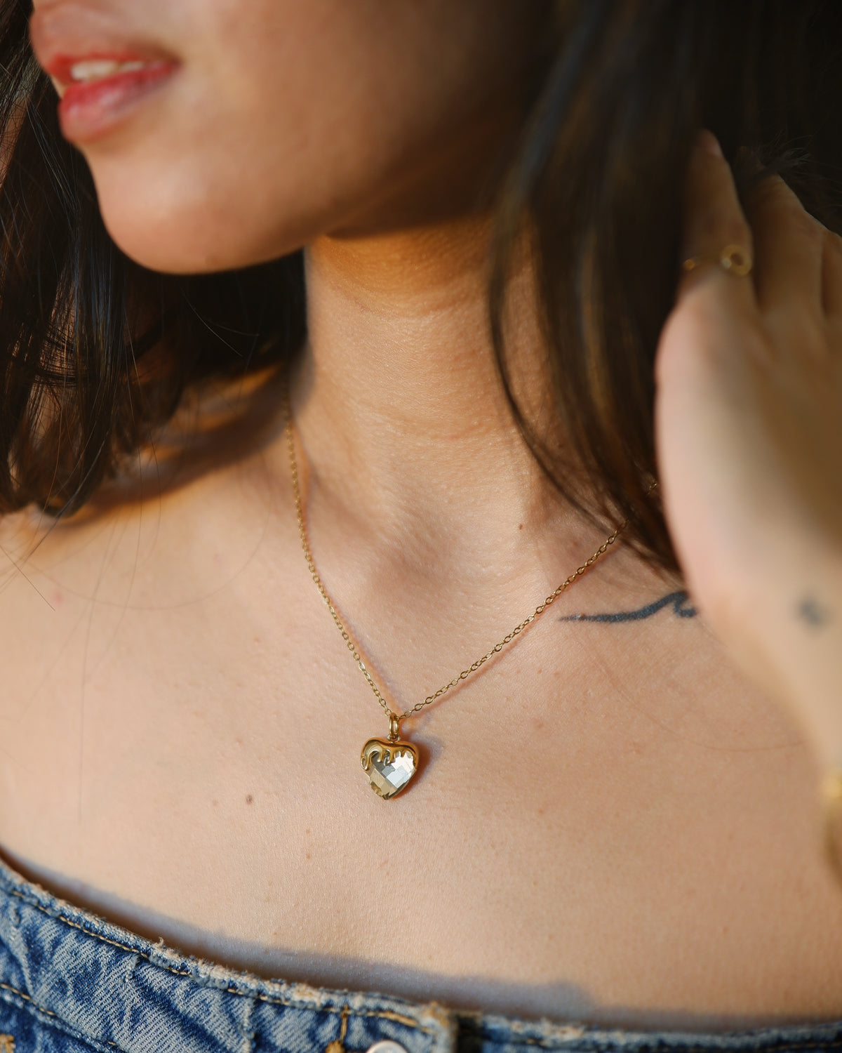 The Melting Gold Iced Heart Necklace