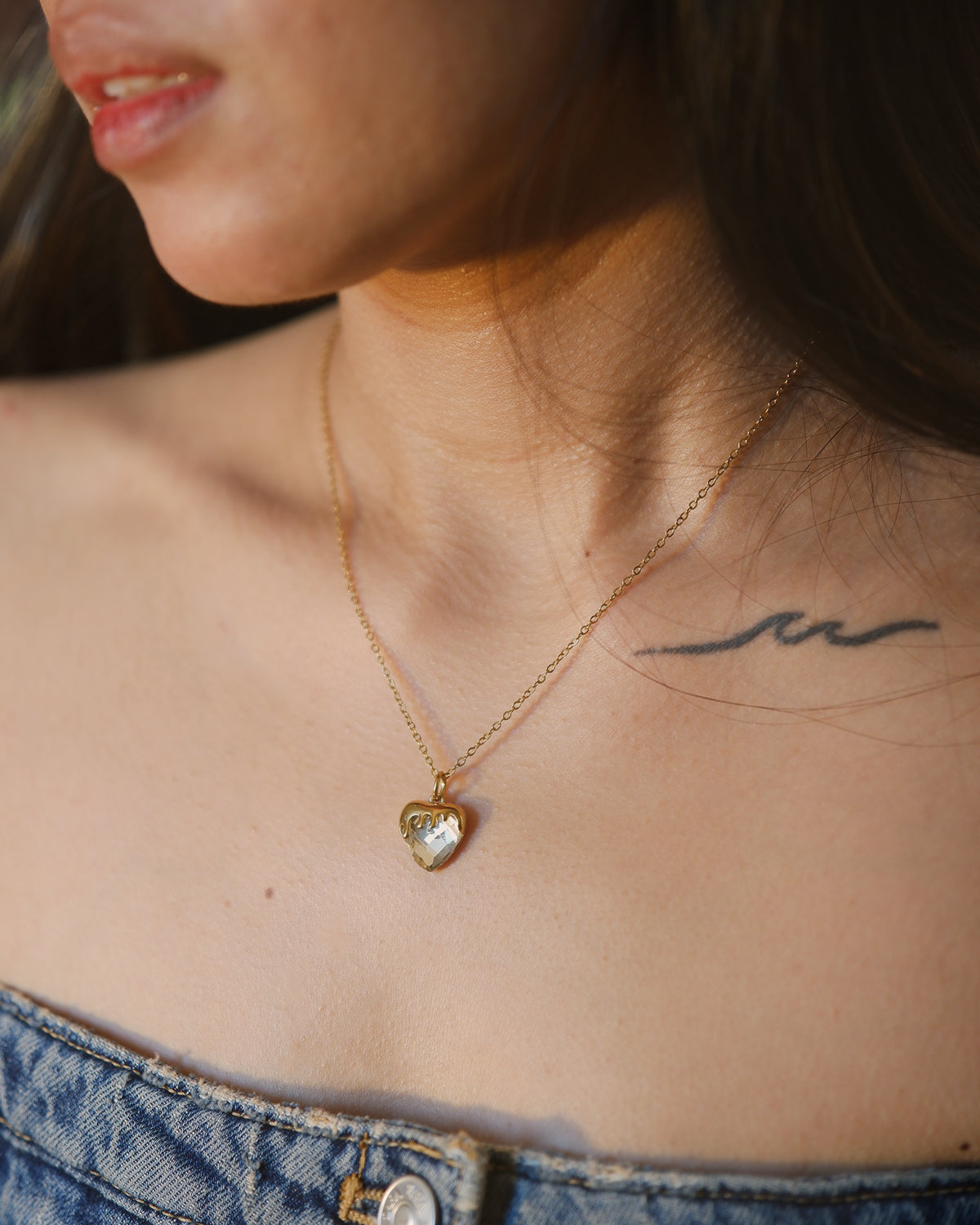 The Melting Gold Iced Heart Necklace