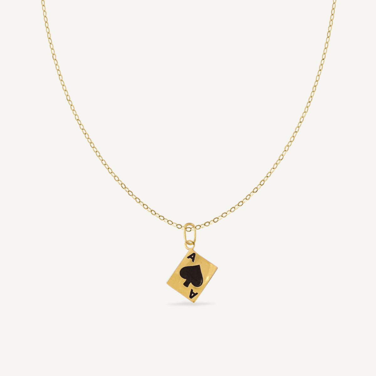 The Ace of Spades Mini Card Necklace in Solid Gold