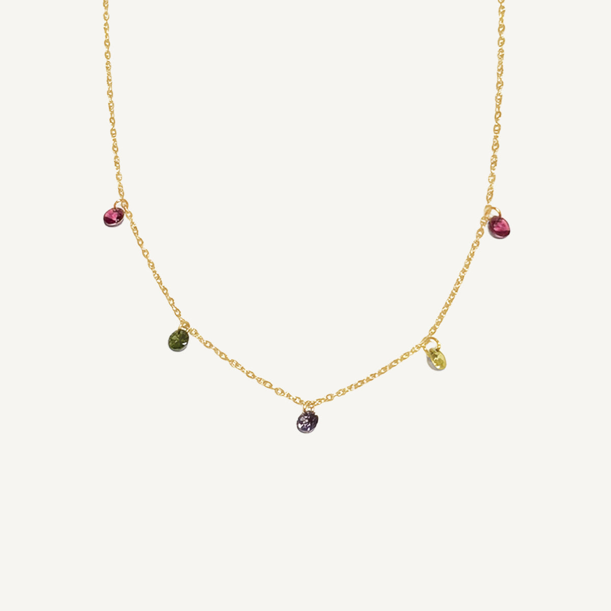 The Color Play Tiny Dangling Multi Birthstone Necklace