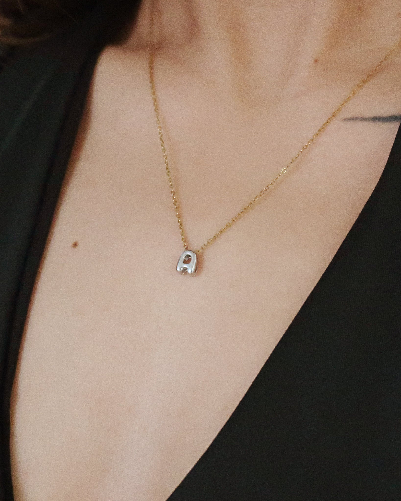 The Mini Bubble Centered Initial Necklace