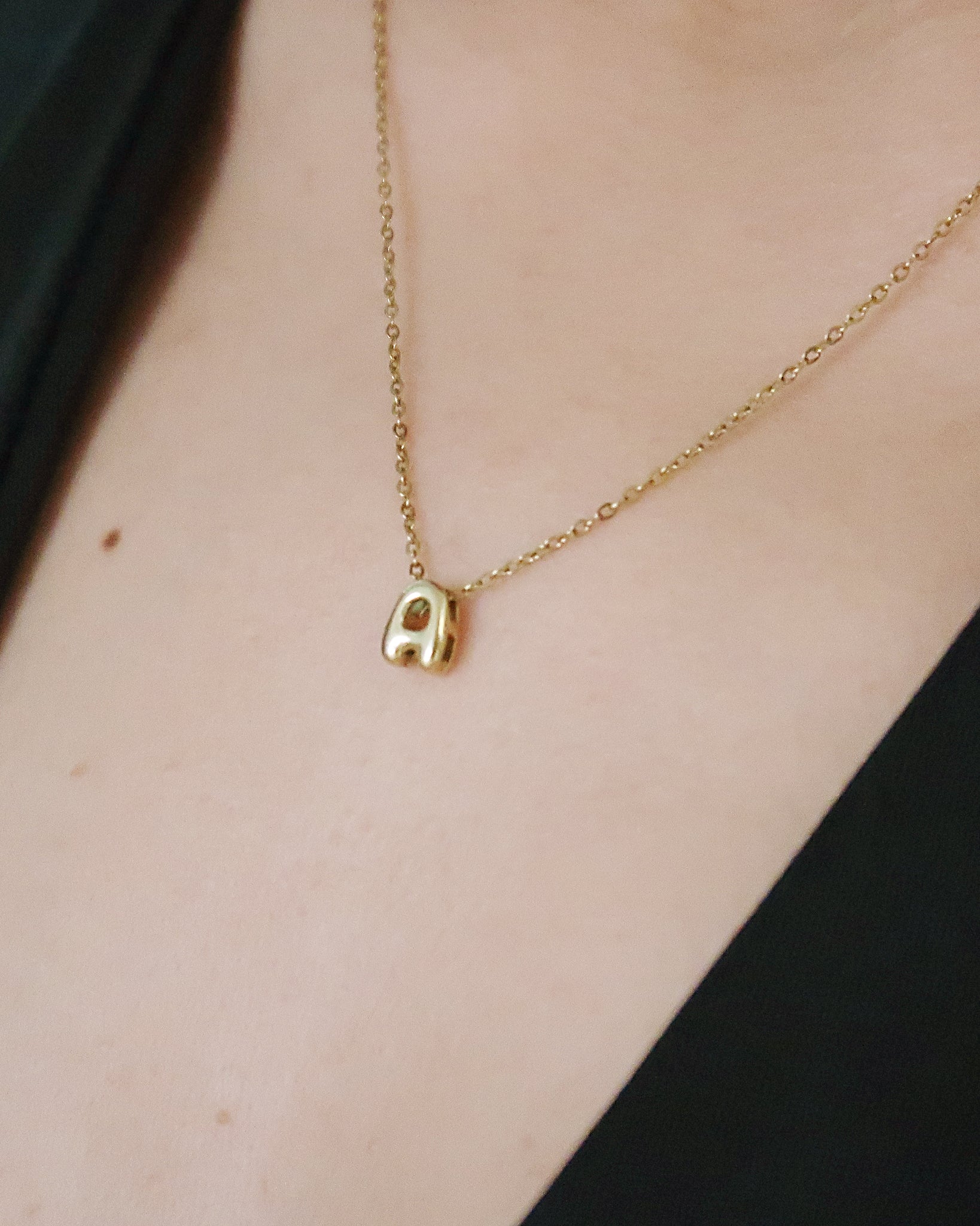 The Mini Bubble Centered Initial Necklace